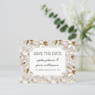 Gold White Lotus Blume Hochzeit speichern das Datu Save The Date
