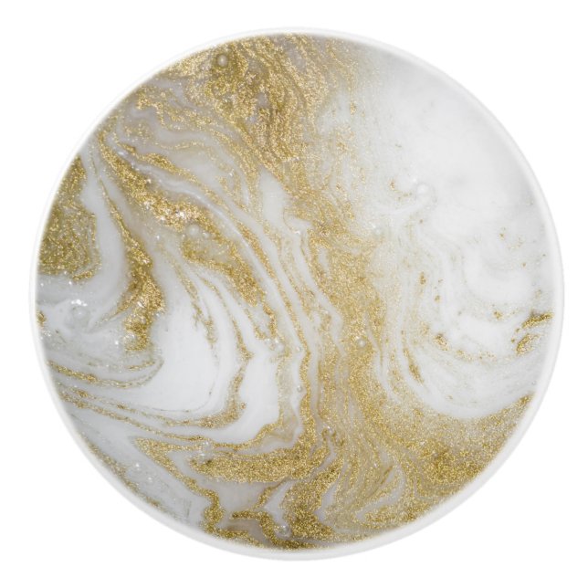 GOLD WHITE MARBLE CUSTOM KERAMIKKNAUF (Vorderseite)