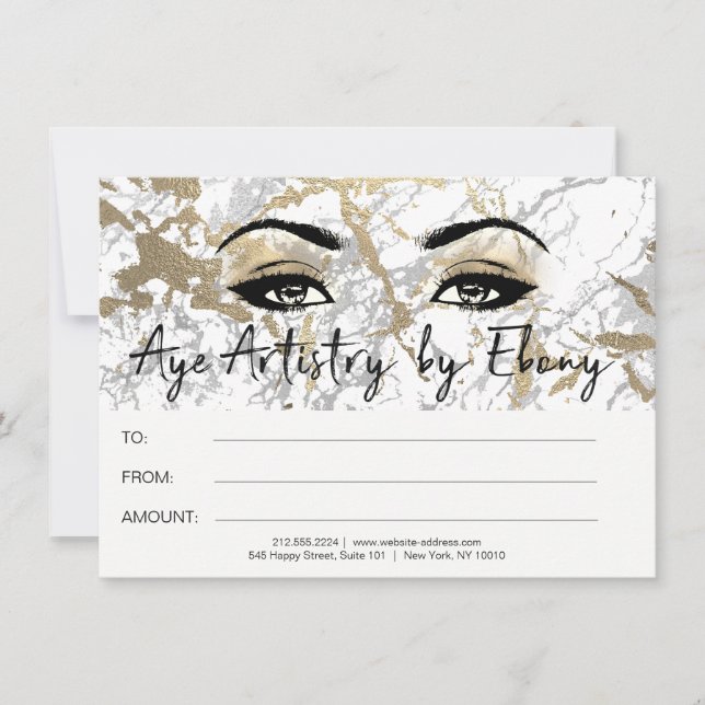 Gold White Marble Makeup Beauty Certificate Ebony1 (Vorderseite)