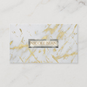 Gold & White Marmor Glam Eleganter moderner Stil Visitenkarte