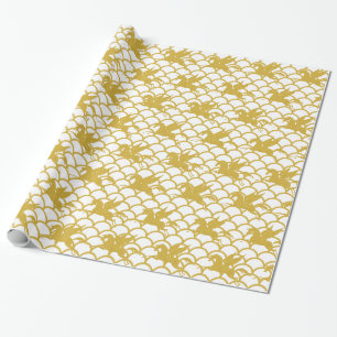 Gold White Mermaid Unicorn BIRTHDAY WEDD WRAP Geschenkpapier
