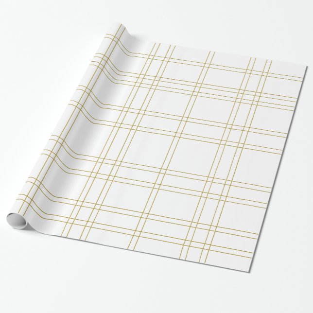Gold & White Minimal Modernes, Kariertes, sauberes Geschenkpapier (Ungerollt)
