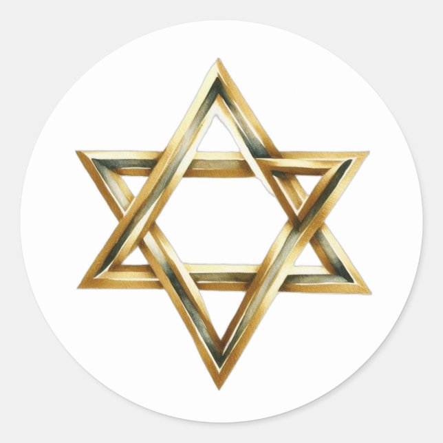 Gold White Minimalist Star Of David Icon Clipart  Runder Aufkleber (Vorderseite)