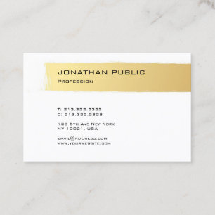 Gold White Modern Elegant Simple Template Luxe Visitenkarte