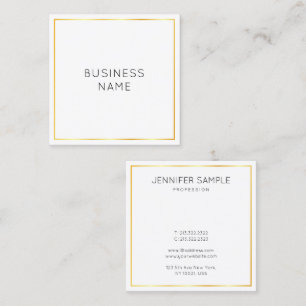 Gold White Modern Elegante Simple Corporate Compan Quadratische Visitenkarte