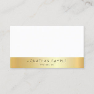 Gold White Modern Elegantes einfaches Template Visitenkarte