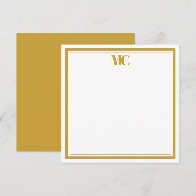 Gold White Modern Minimalistisch Monogram Two Bord Einladung (Vorne/Hinten)
