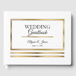 Gold | White Modern Simple Elegante Wedding Gästebuch