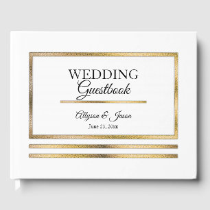 Gold   White Modern Simple Elegante Wedding Gästebuch