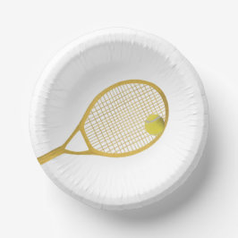 Gold & White Modern Tennis Ball Racket Pappteller