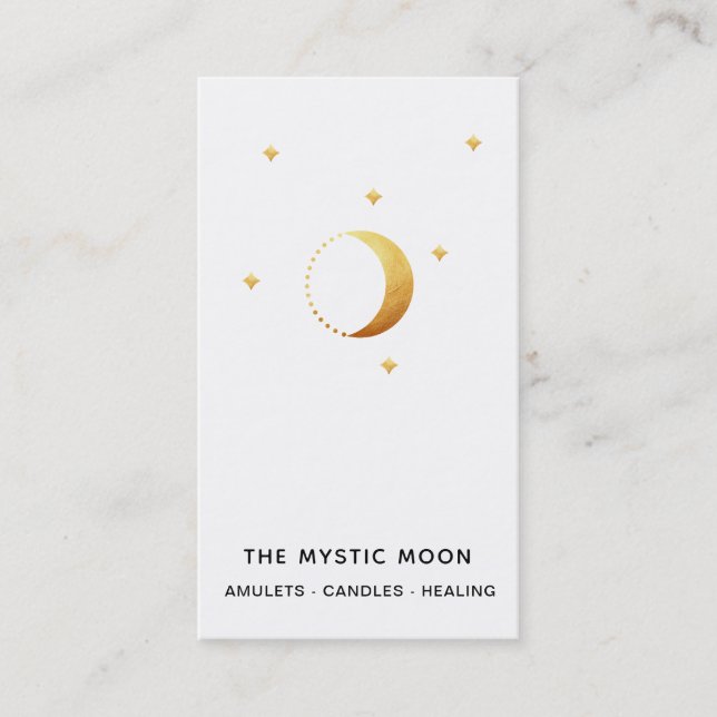 *~* Gold White - Mondstars Mystic Moon Luna Visitenkarte (Vorderseite)