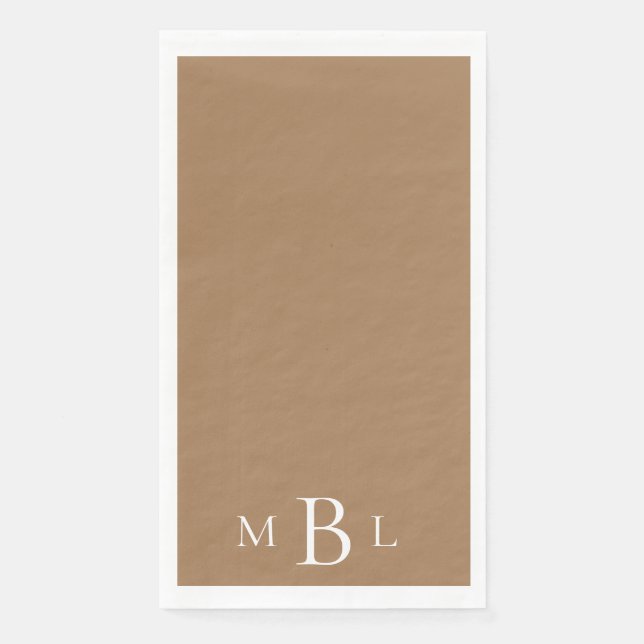 Gold White Monogram Elegante Wedding Serviette (Vorderseite)