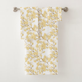 Gold White Morning Glory Blume Badhandtuch Set