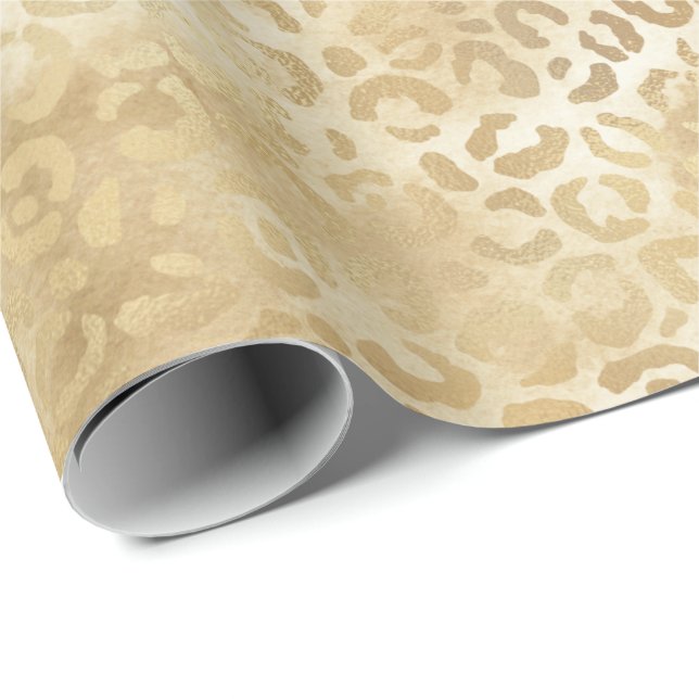 Gold White Ombre Leopard Geschenkpapier (Rolleneckpunkt)
