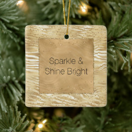 Gold White Ombre Zebra Confetti Glitzern Keramikornament