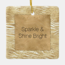 Gold White Ombre Zebra Confetti Glitzern Keramikornament