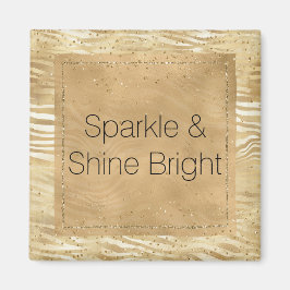 Gold White Ombre Zebra Confetti Glitzern Magnet