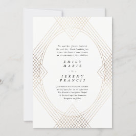 Gold White Oval Geometric Simple Modern Gatsby Einladung