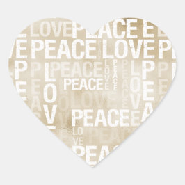 Gold White Peace Liebe Heart Sticker