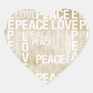 Gold White Peace LoveHeart Aufklebe Herz-Aufkleber
