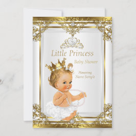 Gold White Pearl Princess Baby Dusche Blonde Baby Einladung