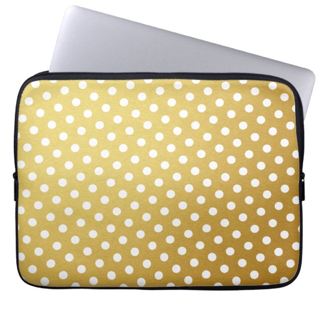 Gold & White Polka Dot Laptop-Sieb Laptopschutzhülle (Vorderseite)