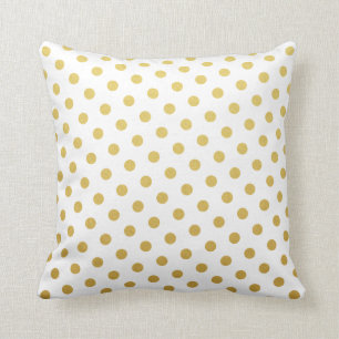 Gold & White Polka Dot Pattern Kissen