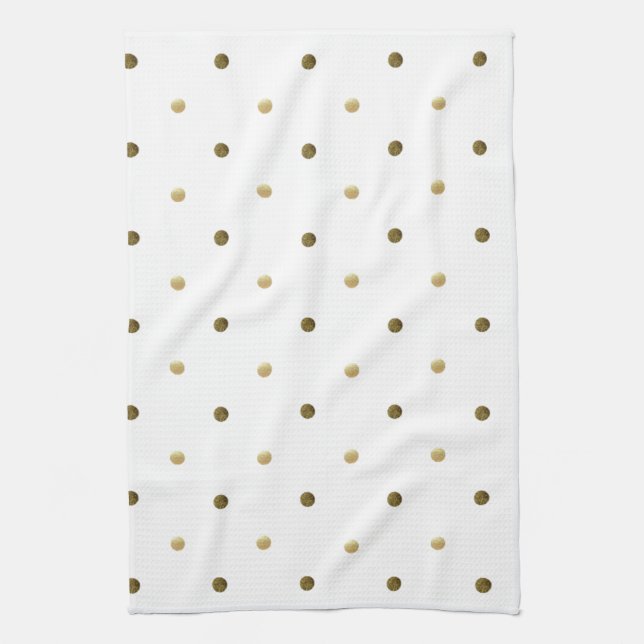 Gold White Polka Dots Golden Dots Elegantes Design Geschirrtuch (Vertikal)