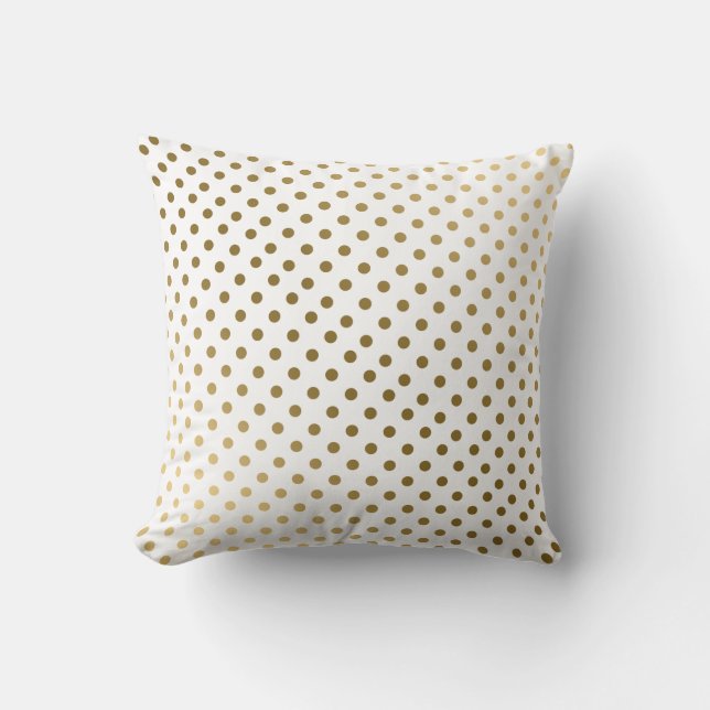 Gold & White Polka Dots Modernes geometrisches Mus Kissen (Vorderseite)