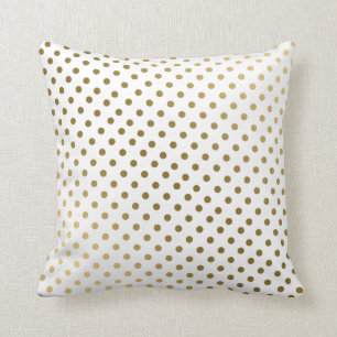 Gold & White Polka Dots Modernes geometrisches Mus Kissen