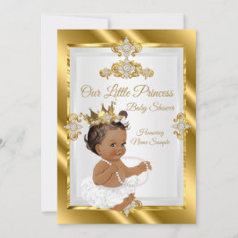 Gold White Princess Baby Dusche Ethnic Einladung