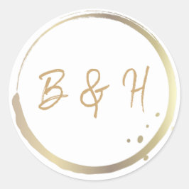 Gold & White Shiny Glam Moderne Minimale Hochzeit Runder Aufkleber