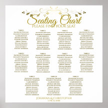 Gold & White Simple 11 Table Wedding Seating Chart