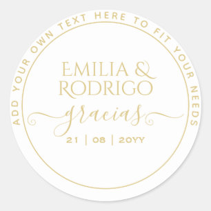 Gold White Spanish Boda Gracias Wedding Vielen Dan Runder Aufkleber