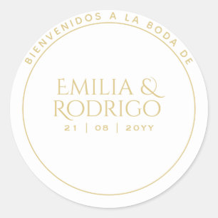 Gold White Spanish Boda Willkommen Gastgeschenk Ho Runder Aufkleber