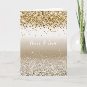 Gold White Sparkle Glitzer Peace Liebe Karte
