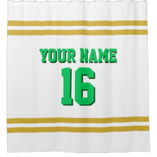 Gold White Stripes Sports Jersey Duschvorhang