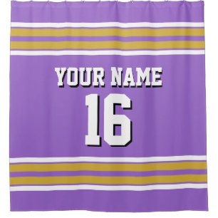 Gold White Stripes Sports Jersey Duschvorhang