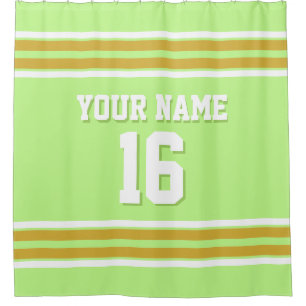 Gold White Stripes Sports Jersey Duschvorhang