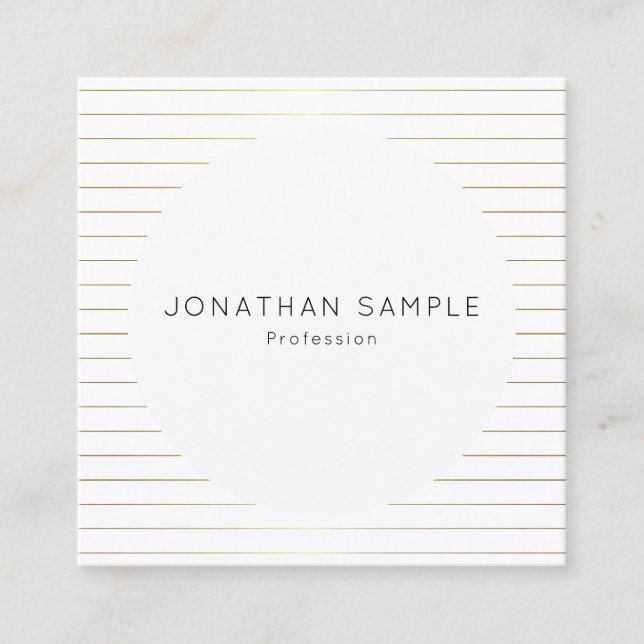 Gold White Template Moderne Elegantes einfaches De Quadratische Visitenkarte (Vorderseite)