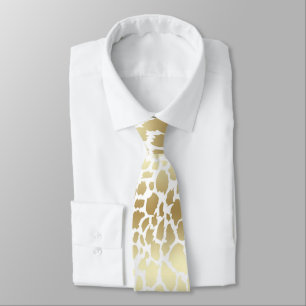 GOLD WHITE TIERE GRADIENT LEOPARD MENS KRAWATTE