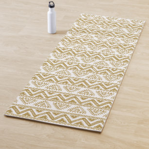 Gold & White Tribal Muster Yogamatte