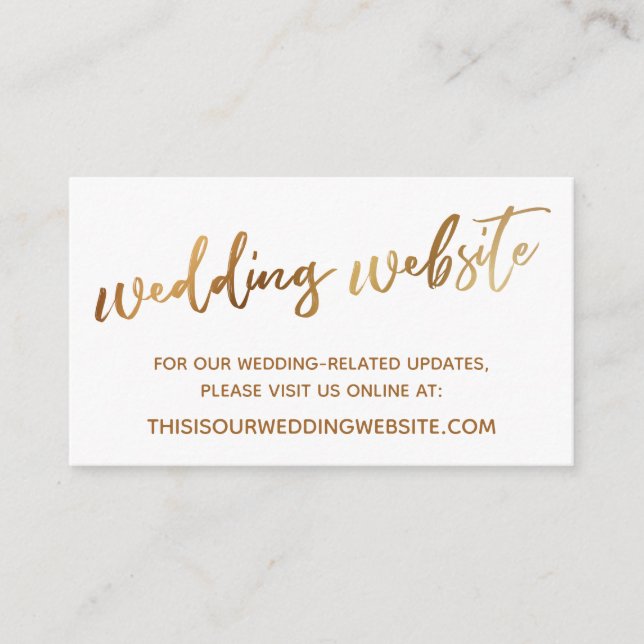Gold & White Typografy Wedding Website Card Begleitkarte (Vorderseite)