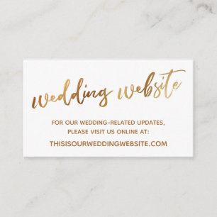 Gold & White Typografy Wedding Website Card Begleitkarte