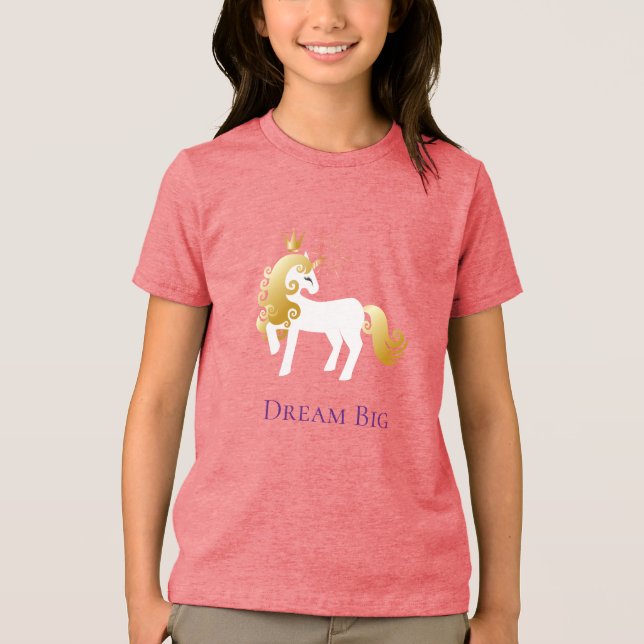 Gold White Unicorn Dream Tri-Blend Shirt (Vorderseite)