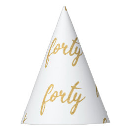 Gold White "Vierzig" 40 Geburtstagsparty Glitzer Partyhütchen