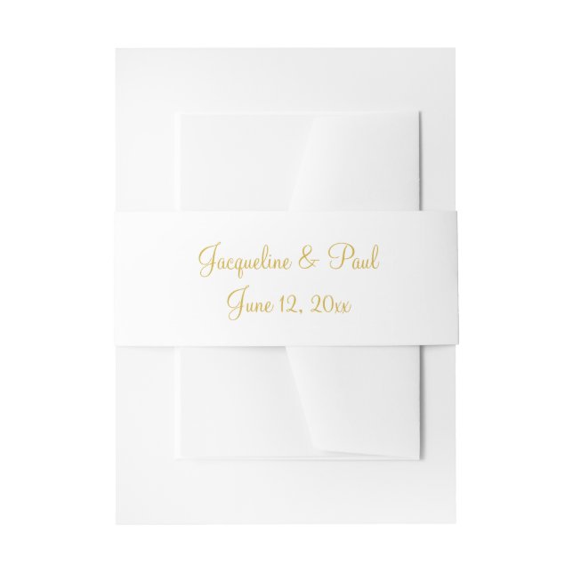 Gold White Wedding Monogram Einladungsbanderole (Vorderseite Beispiel)