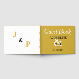Gold White Wedding Monogram Gästebuch