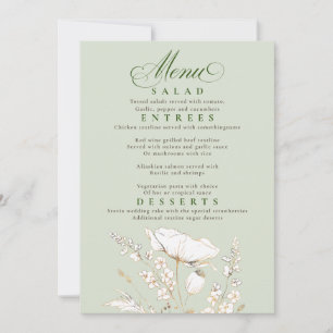 Gold Wildblumen Sage Green and Gold Wedding Menu Einladung