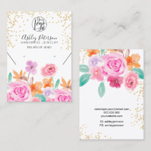 Gold wilde Blumen Logo Schmuck Ohrring Halskette Visitenkarte